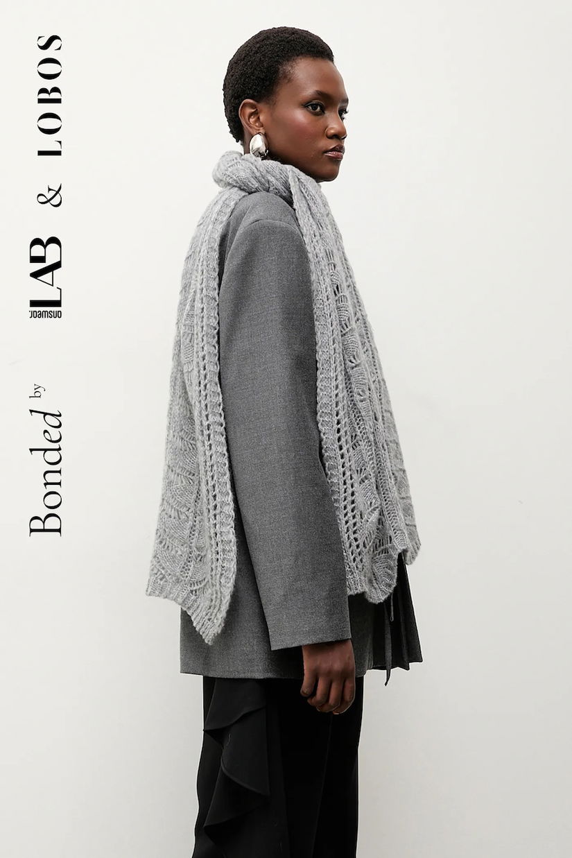 Bonded by Answear.LAB & LOBOS fular de lână culoarea gri, neted