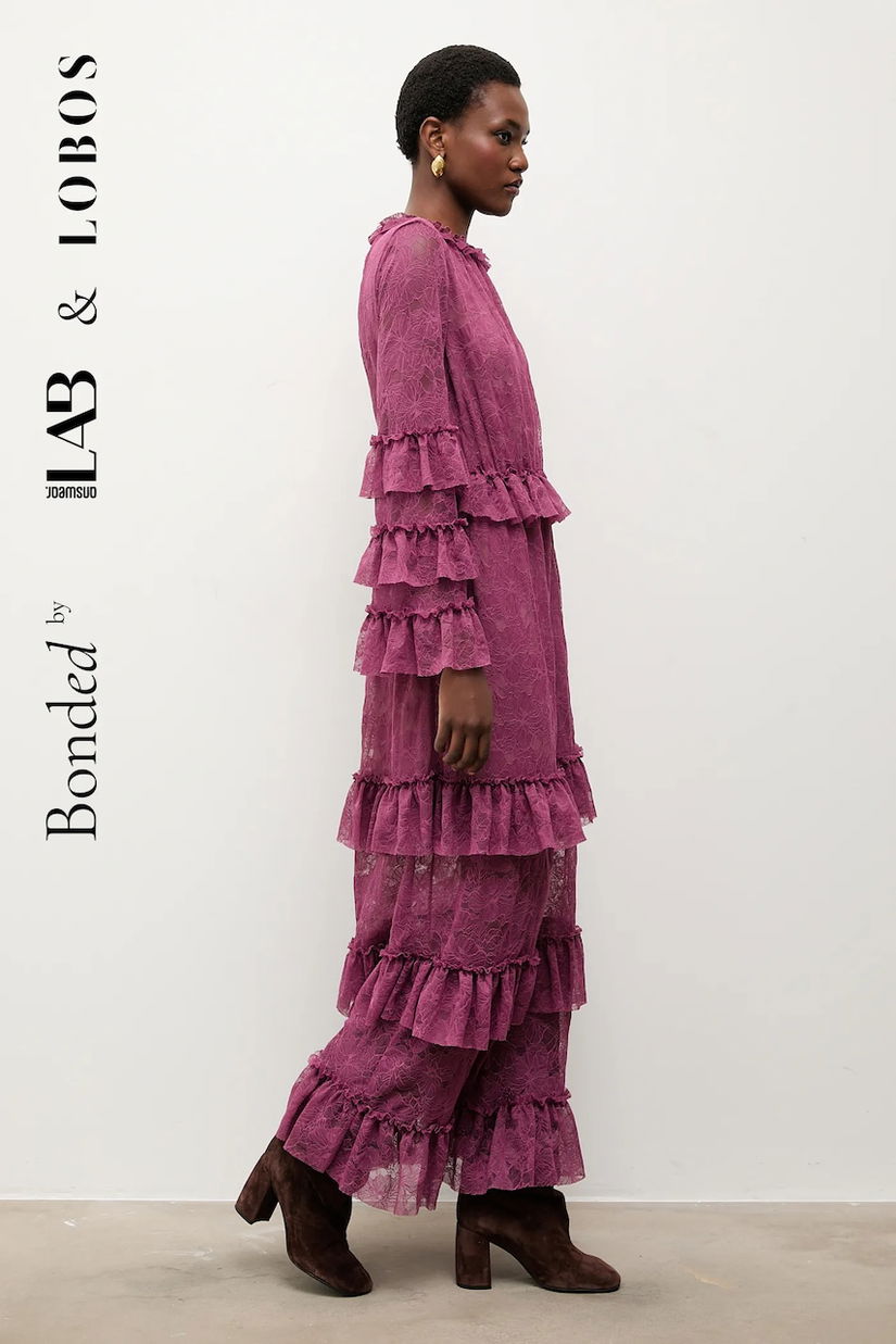 Bonded by Answear.LAB & LOBOS rochie culoarea bordo, maxi, evazati