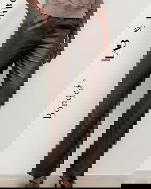 Bonded by Answear.LAB & LOBOS pantaloni de piele culoarea maro, lat, high waist