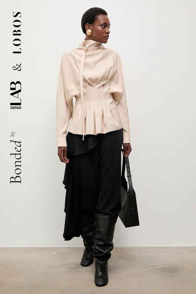 Bonded by Answear.LAB & LOBOS bluză culoarea bej, uni