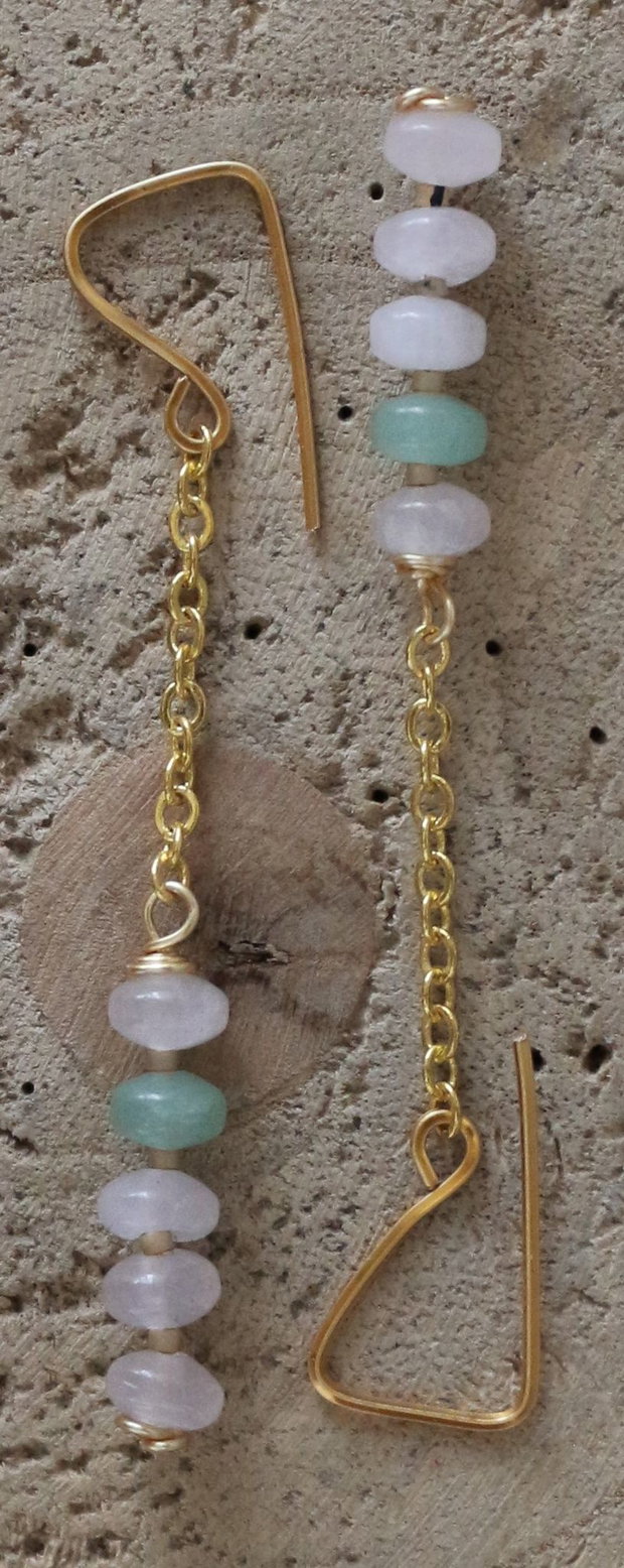 Cercei handmade cu un mix de rondele din pietre semipretioase
