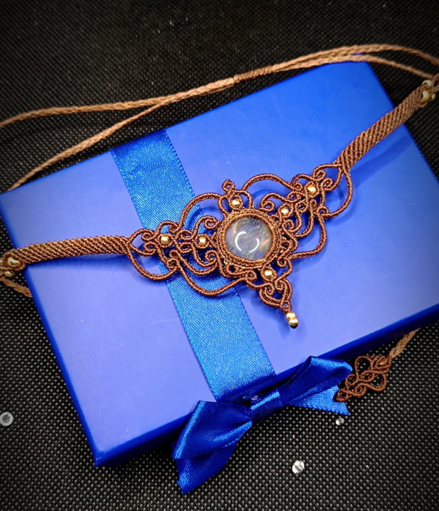 Micromacrame Choker Bohemian Cu Cuart