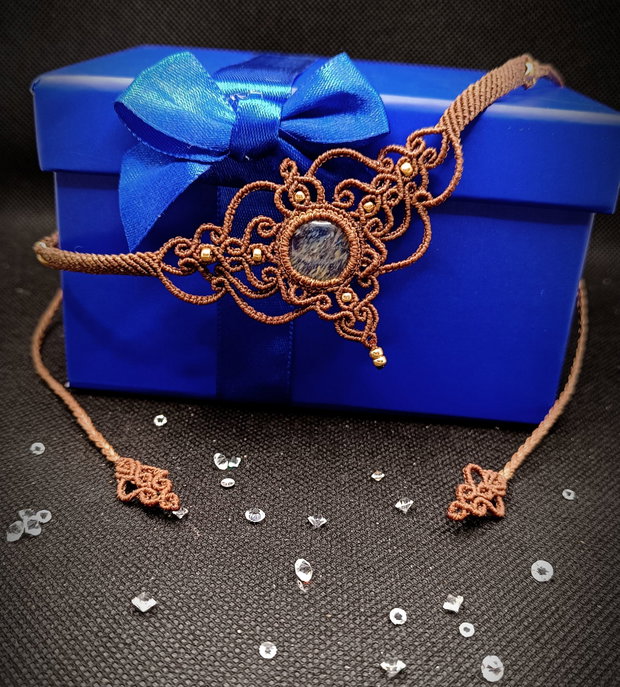 Micromacrame Choker Bohemian Cu Cuart