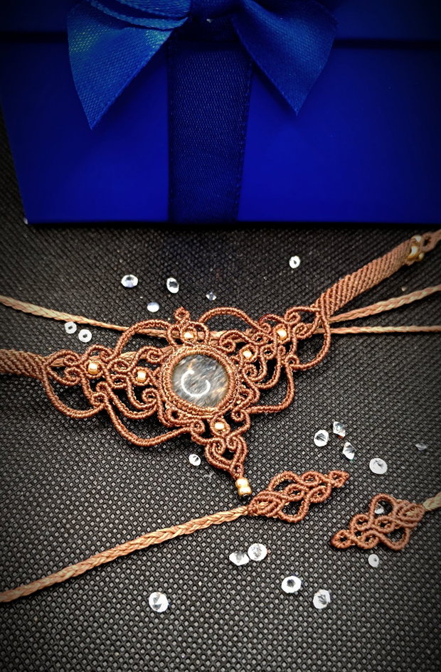 Micromacrame Choker Bohemian Cu Cuart