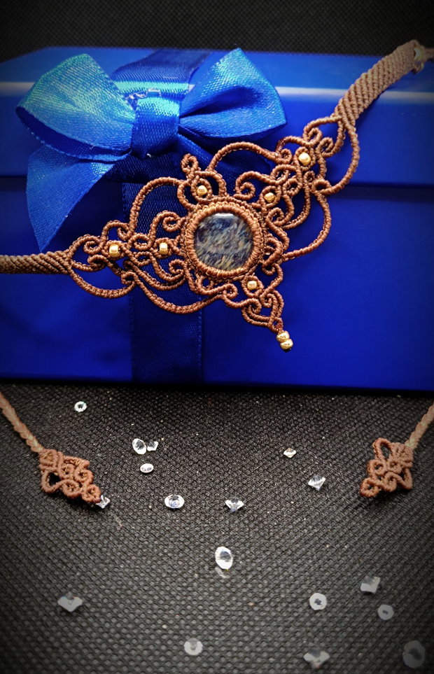 Micromacrame Choker Bohemian Cu Cuart