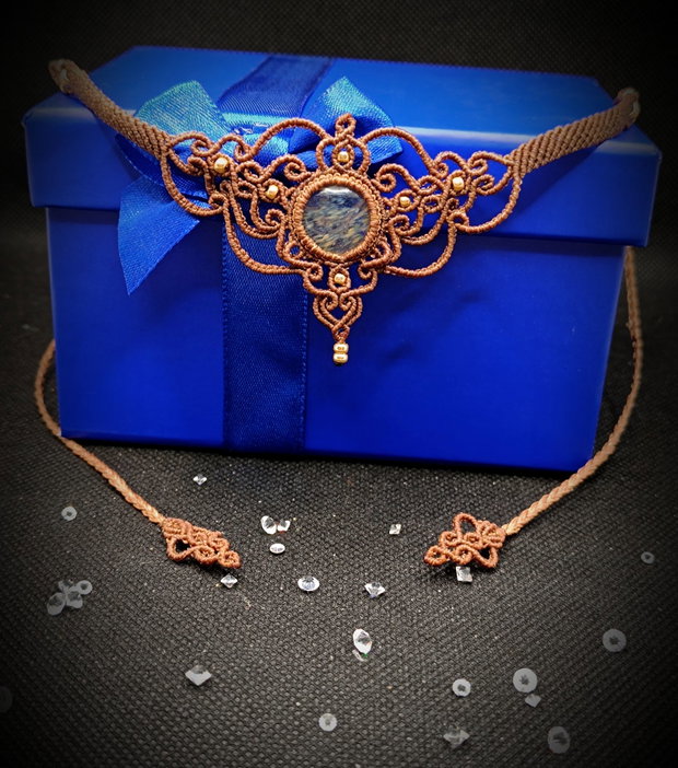 Micromacrame Choker Bohemian Cu Cuart