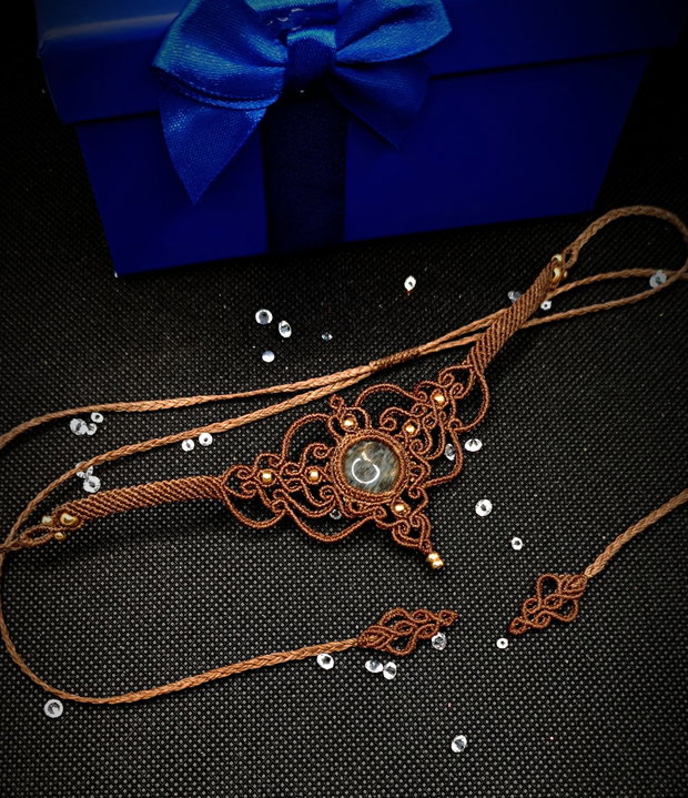 Micromacrame Choker Bohemian Cu Cuart