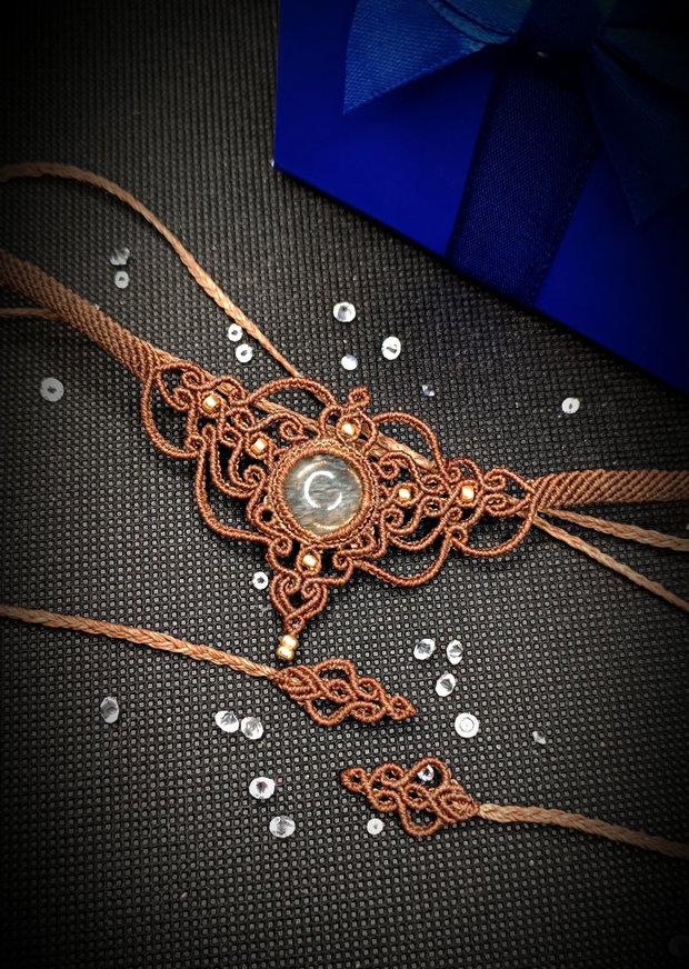 Micromacrame Choker Bohemian Cu Cuart