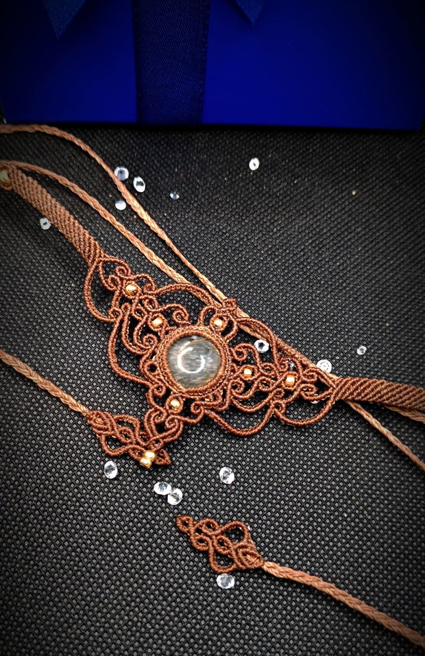 Micromacrame Choker Bohemian Cu Cuart