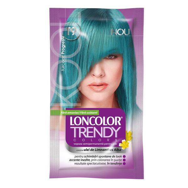 SHORT LIFE - Vopsea Semipermanenta Loncolor Trendy Colors, nuanta T9 turcoaz progresiv, 2x 25 ml