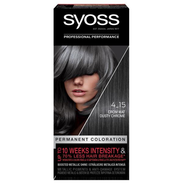 SHORT LIFE - Vopsea de Par Permanenta - Syoss Professional Performance Permanent Coloration Baseline, nuanta 4_15 Dusty Chrome