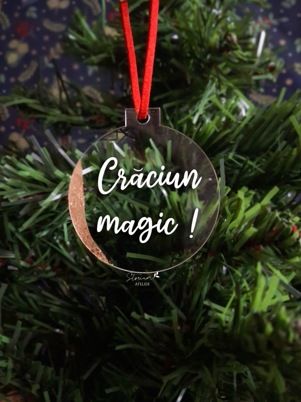 Glob din plexiglas personalizat cu text pentru Craciun. Glob personalizat. Cadou Craciun glob