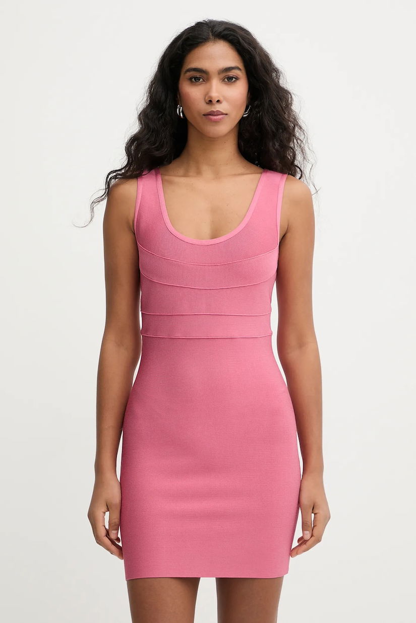 Herve Leger rochie Amara culoarea roz, mini, mulata, HLT8551404