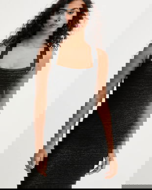 Herve Leger rochie Imani culoarea negru, mini, mulata, HFL8549933