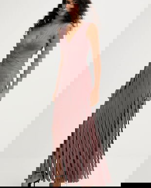 Herve Leger rochie Harlow culoarea maro, maxi, mulata, FRI8549951