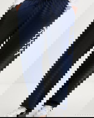 Hollister Co. pantaloni de trening din bumbac culoarea bleumarin, cu imprimeu, KI334-5170-200