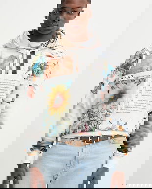 Desigual bluză BRADFORD culoarea bej, cu glugă, cu imprimeu, 25WMSK11