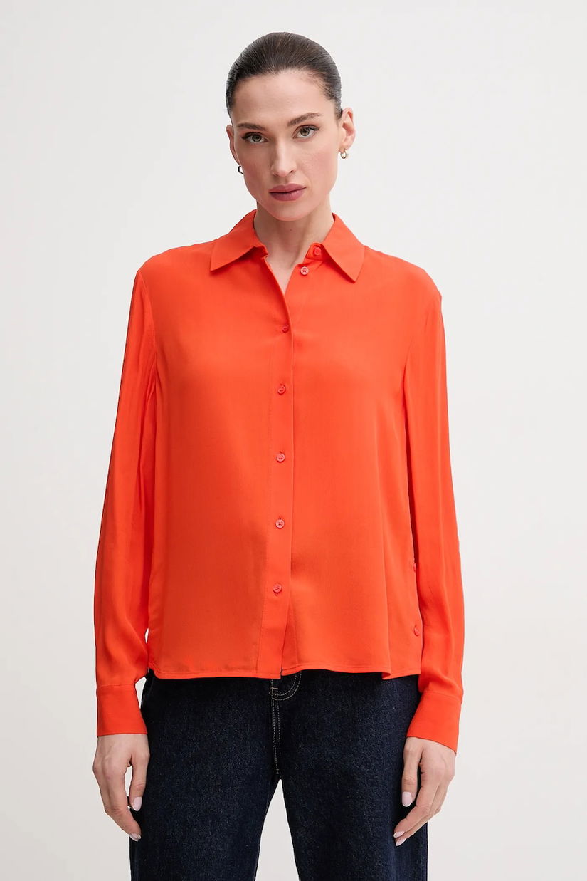 Sisley cămașă femei, culoarea rosu, cu guler clasic, relaxed, 5IDTLQ08R