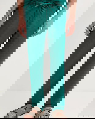 United Colors of Benetton pantaloni din in culoarea bleumarin, mulată, 4AGHUF00M