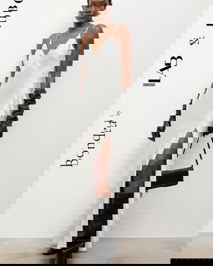 Bonded by Answear.LAB & LOBOS rochie culoarea argintiu, maxi, evazati