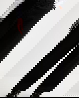 AllSaints pantaloni de bumbac culoarea negru, drept, M035TD