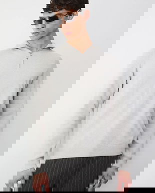 Medicine pulover din amestec de lână și cașmir culoarea gri, cu guler înalt