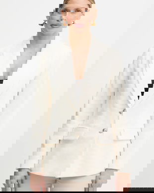 Morgan sacou din velur culoarea bej, un singur rand de nasturi, uni, VKENI.F