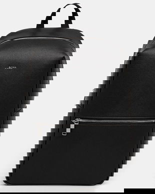 BOSS ghiozdan de piele Daxter_Backpack culoarea negru, mare, uni, 50558429