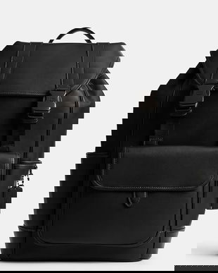 Coach ghiozdan de piele League Flap Backpack culoarea negru, mare, uni, CU072