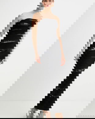 Herve Leger rochie Chiara culoarea negru, maxi, mulata, SEQ8550509