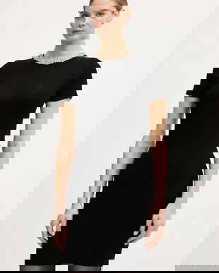 Dkny rochie culoarea negru, mini, mulata, DJ6R0999