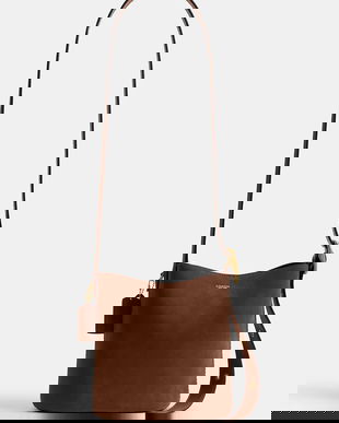 Coach geantă de mână din piele întoarsă Suede Bleecker Bucket 21 culoarea maro, CCW84