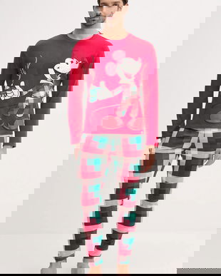 United Colors of Benetton pijamale de bumbac culoarea rosu, cu model, 3P054P033