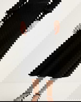 United Colors of Benetton fustă culoarea negru, midi, evazati, 1EZSD001Y