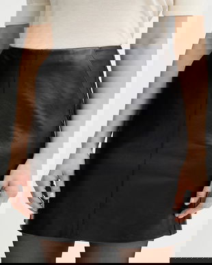 BOSS fustă de piele Seby culoarea negru, mini, drept, 50552202