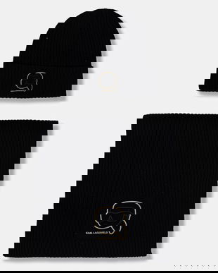 Karl Lagerfeld căciulă și fular culoarea negru, 561309.805700