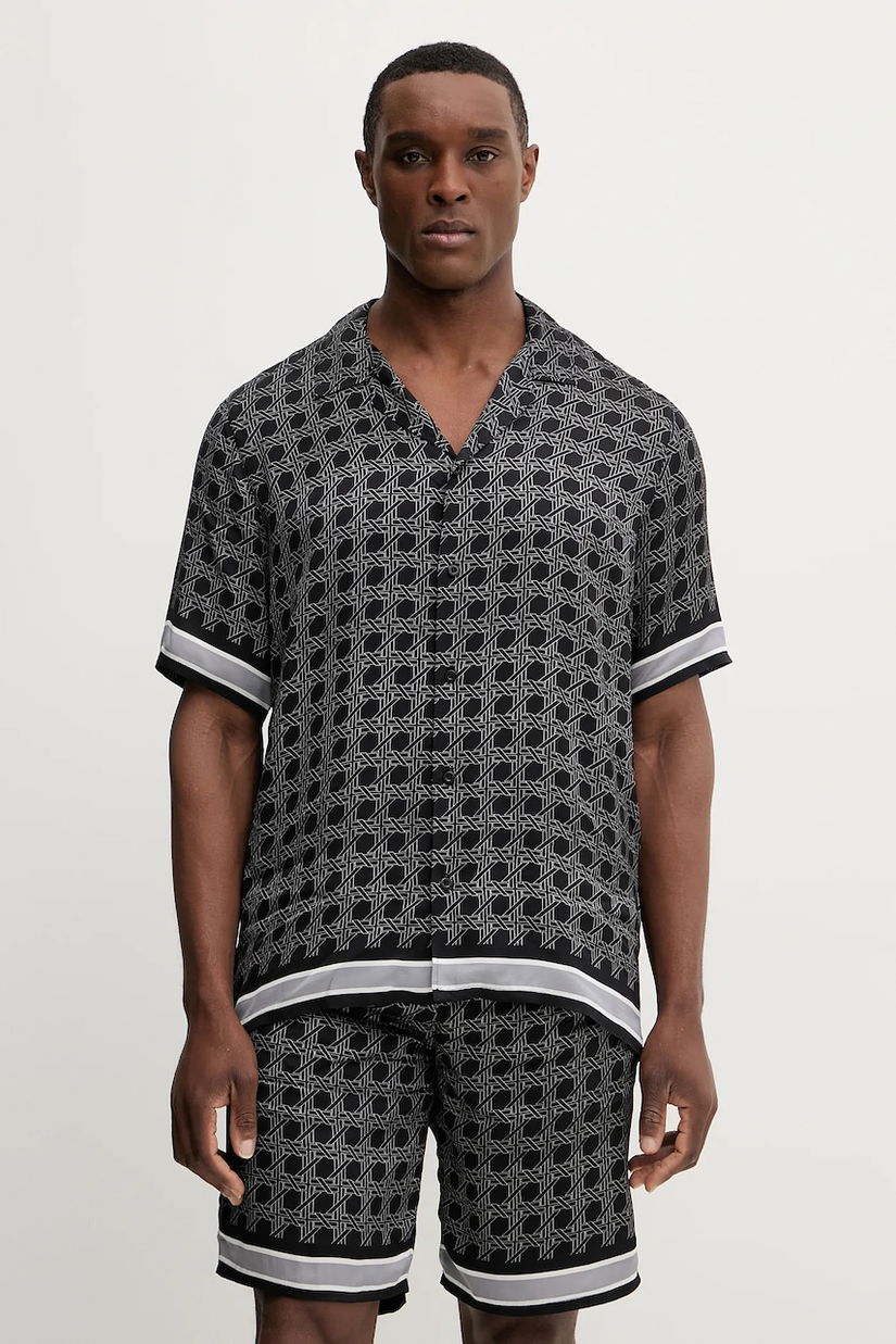 Karl Lagerfeld cămașă culoarea negru, relaxed, 561881.605942