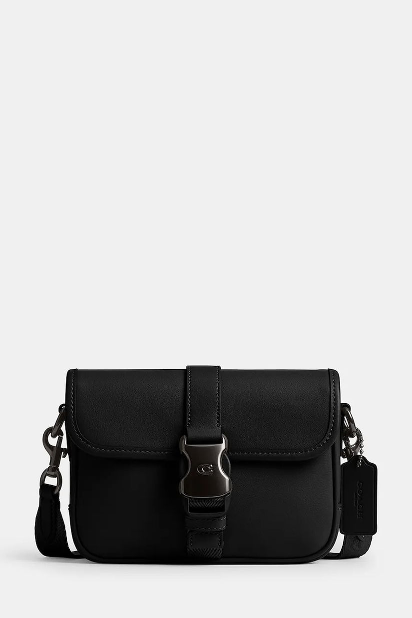 Coach borsetă de piele League Crossbody 19 culoarea negru, CY989