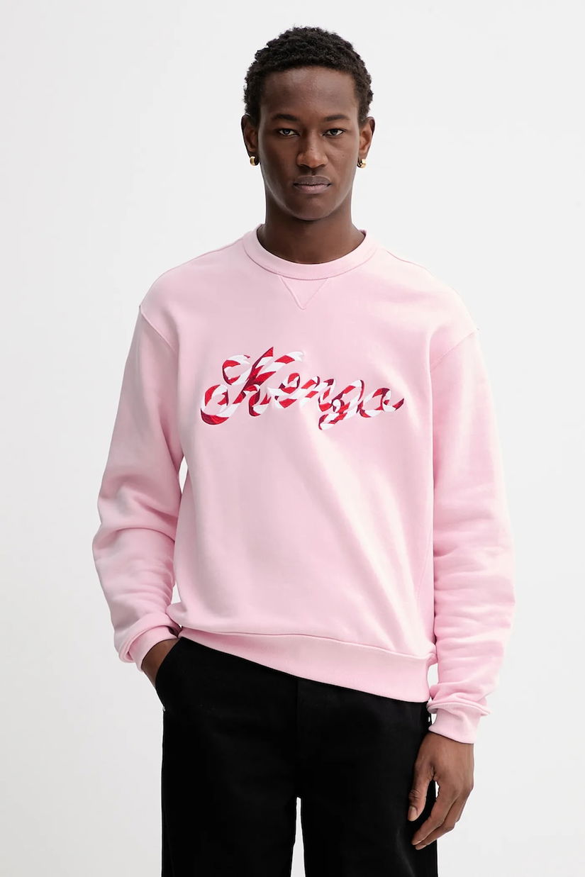 Kenzo hanorac de bumbac culoarea roz, cu imprimeu, FG55SW2024MJ