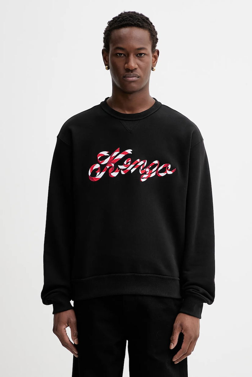 Kenzo hanorac de bumbac culoarea negru, cu imprimeu, FG55SW2024MJ