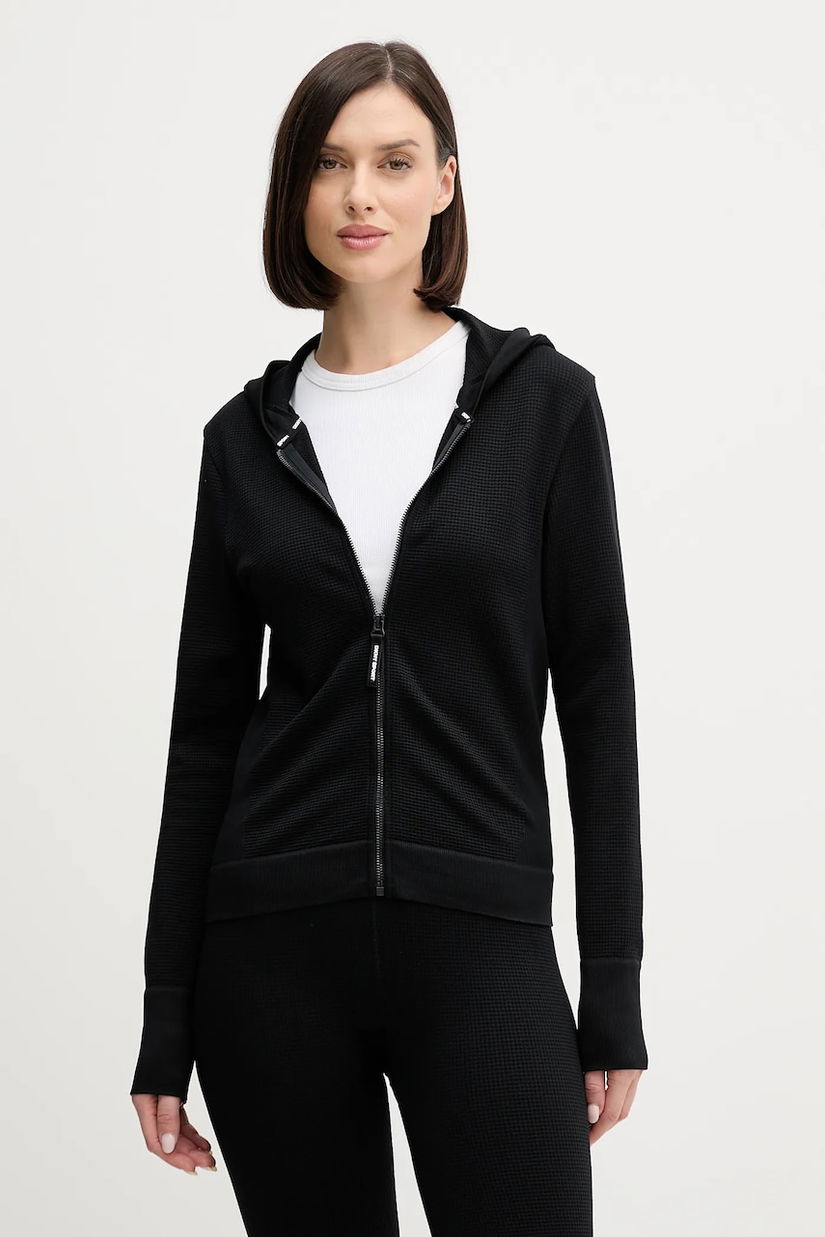 Dkny bluză culoarea negru, cu glugă, uni, DP6J9678