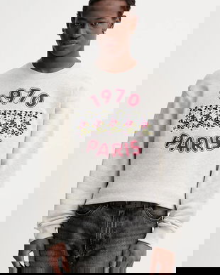 Kenzo hanorac de bumbac culoarea gri, cu imprimeu, FG55SW2064MJ