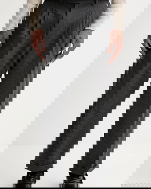 Drôle de Monsieur pantaloni cu lână Le Pantalon Plis Cropped culoare gri I.BP192.WV008