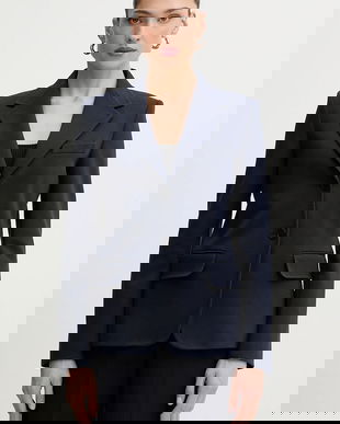 Weekend Max Mara sacou GINNASTA culoarea bleumarin, un singur rând de nasturi, uni, 2615911011600