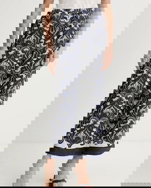 Weekend Max Mara pantaloni de mătase OTTICO culoarea bleumarin, drept, high waist, 2615131011600