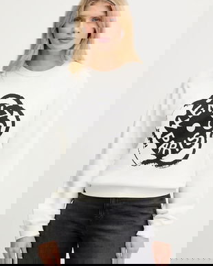 Kenzo hanorac de bumbac culoarea alb, cu imprimeu, FG52SW2054MJ