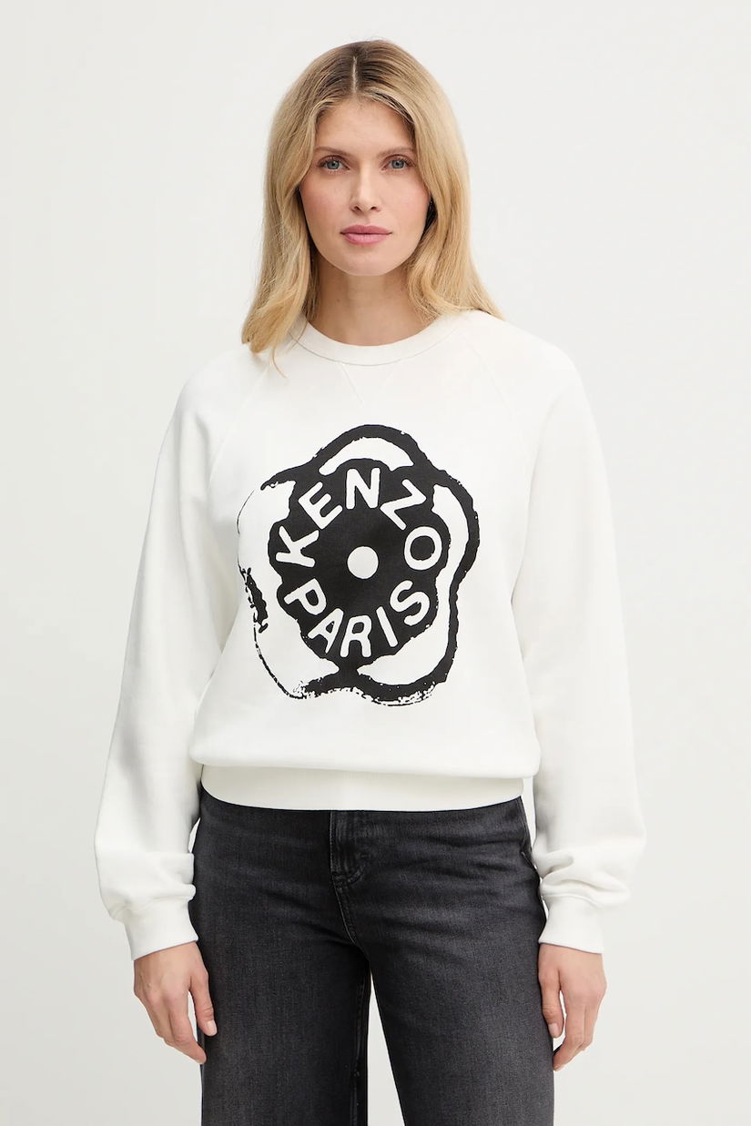 Kenzo hanorac de bumbac culoarea alb, cu imprimeu, FG52SW2054MJ