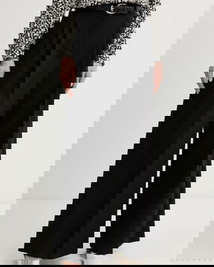 Weekend Max Mara pantaloni din lână ASTA culoarea negru, lat, high waist, 2615131061600