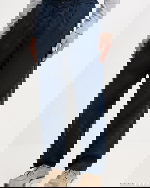 Barbour pantaloni de bumbac Cole culoarea bleumarin, cu fason chinos, MTR0756