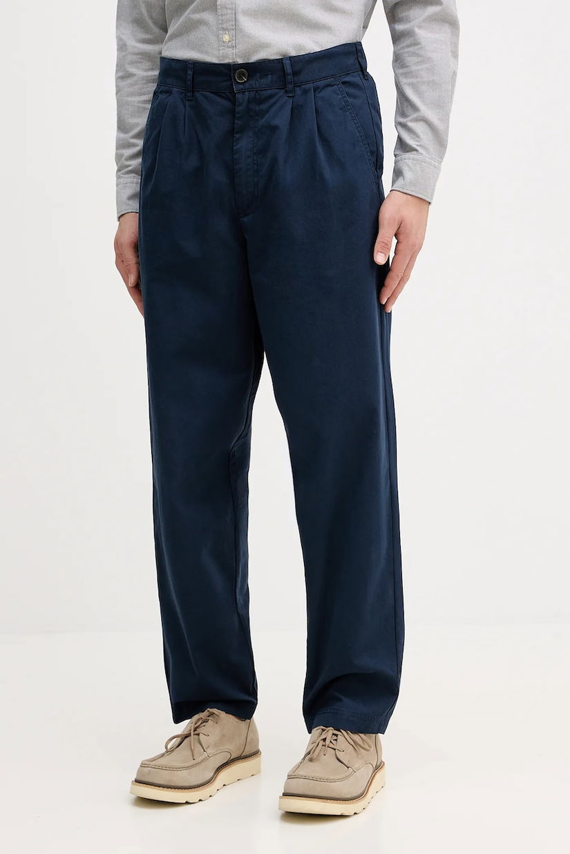 Barbour pantaloni de bumbac Cole culoarea bleumarin, cu fason chinos, MTR0756